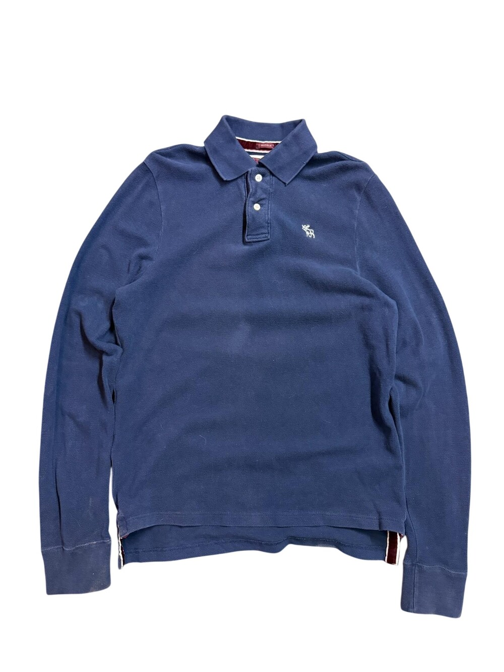 Abercrombie & Fitch Polo Shirt Mens Large Blue Muscle Fit Long Sleeve Pique